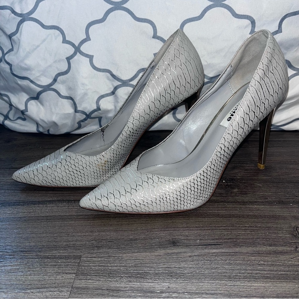 Dune London Silver/Grey and Gold Pumps